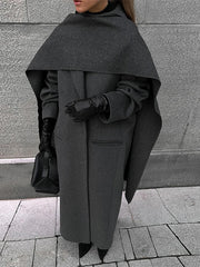 Lunivop Chic Scarf Turn-down Collar Women's Coats Casual Solid Long Sleeved Jackets For Woman Autumn Winter High Street Long Tops