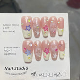 Lunivop 10pcs Handmade False Press on Nail with Rhinestones Full Cover Ballerina Korean Manicuree Decoration French Wearable Nail Store