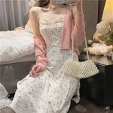 Lunivop Casual Vintage Victoria Dress Women Sexy Korean Party Floral Strap Dress Female Spring Sweet Elegant Princess Fairy Dress