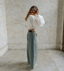 Lunivop New Fashion Lantern Long Sleeves Blouses Woman Casual Loose Hollow Shirt Korean Popular Clothes Vintage Female Tops