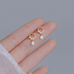Lunivop New Fashion Sweet Heart Red Drop Earrings for Women Korean Crystal Long Chain Tassel Earrings Party Wedding Jewelry Brincos