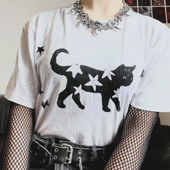 Lunivop Streetwear T-Shirt Vintage Women Punk Fairy Print Aesthetic Cute Grunge Y2K Clothes Goth Emo Girl Crop Top Loose fitting T-shirt
