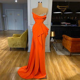 Lunivop Elegant Orange Mermaid prom Dresses V neck chiffon Long Vestidos Charming Evening Dresses Formal Party Gown robe de soiree