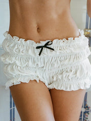 Lunivop Women Ruffle Shorts Y2K Cute Bow Low Rise Micro Shorts Sexy Frilly Ruffle Pettipants Layered Lolita Bloomers Booty Bottoms