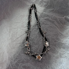 Lunivop Artificial Crystal Red Pink Puffy Heart Cord Pendant Necklace Y2K Grunge Big Heart Jewelry for Women