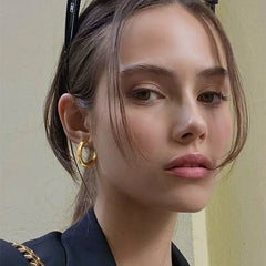 Lunivop New Trendy Simple Bling Golden Silvery Hoop Earrings for Women Exquisite Stainless Steel Earrings Sweet Elegant Party Jewelry