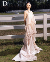 Lunivop Puffy Solid Ruffles Long Dress Summer Women Casual Elegant Sleeveless Elegant Harajuku Maxi Dress Beach Party Evening Vestido