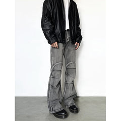 Lunivop Grey Jeans Women Y2K Hip Hop Fashion Vintage High Waisted Cargo Jeans Streetwear Casual Loose Pockets Girl Wide Leg Denim Pants