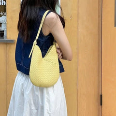 Lunivop Harajuku Yellow Straw Bag Purse Women Hot Girls Weaving Chic Casual Shoulder Bags Ladies Holiday Beach Bag Handbag New