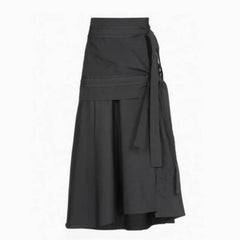 Lunivop Preppy Style Gray Long Skirts Women Japanese Style Harajuku Midi Skirt Vintage Asymmetrical Casual Aesthetic Skirts