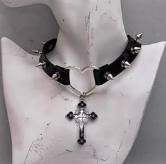Lunivop New Fashion Punk Gothic Cross Heart Leather Choker Necklace for Women Girls Hiphop Cool Choker Party Jewelry Gift