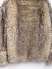 Lunivop Elegant Luxury Cropped Faux Fox Fur Coats Women Casual Fluffy Stand Collar Jackets Lady Autumn Winter Soft High Street Outwears