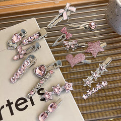 Lunivop Y2K Pink Rhinestone Butterfly Bow Star Heart Hairpins Barrettes Women Korean Fashion Kpop Hair Clip Accessories
