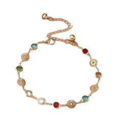 Lunivop New Fashion Boho Colorful Crystal Bracelet for Women Exquisite Alloy Chain Sweet Elegant Beach Party Jewelry Girlfriend Gifts