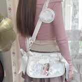 Lunivop Japanese Transparent White Ita Bags Women Lolita Bow Casual Messenger Bag Female Harajuku Sweet Cute Handbag Aesthetic