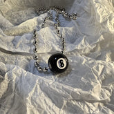 Lunivop Creative Black 8 Billiard Pendant Beads Necklace For Women Men Hip Pop Punk Unusual Titanium Steel Neck Chains Fashion Jewelry