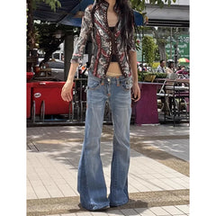 Lunivop Y2K Blue Jeans for Women High Waist American Street Wide Leg Pants Hip Hop Vintage 2000s Straight 2024 Autumn Trousers