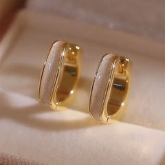 Lunivop New Fashion Simple Golden Square Earrings for Women Niche Design Charms Studs Sweet Elegant Party Jewelry Wedding Gifts