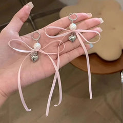 Lunivop Y2K Pink Ribbon Bowknot Stud Earrings For Women Fashion Korean Personality Girl Party Jewelry Gifts