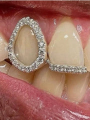 Lunivop 1pc Hollow Bar Zirconia Teeth Grillz, Personalized Hip Hop Style Fashion Nightclub Accessory, Unisex For Halloween