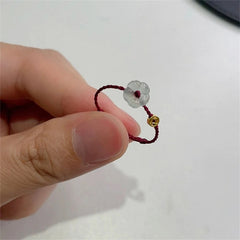 Lunivop New Trendy Simple Flower Coins Adjustable Woven Rope Ring for Women Niche Design Wealth Ring Cool Party Jewelry Gifts