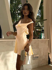 Lunivop Irregular Sexy Off Shoulder Women Dress Yellow Backless High Waist Dress Female Autumn Slim Elegant Party Clubwear