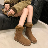 Lunivop Frosted Platform Boots Women's Winter Plush Cashmere Warm Cotton Shoes New 2025 Fashion Back Lacing Flat Short Women's Boots