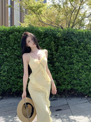 Lunivop Women Dresses Sleeveless Lace Patchwork Ruffles V Neck Slim Backless Holiday Party Dress Female Fashion Sweet Casual