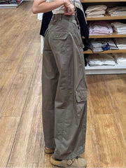 Lunivop Women's Autumn Workwear Denim Wide Leg Loose High Waist Pant