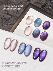 Lunivop 3Pcs 15ML Arctic Island Cat Eye gel nail polish, UV LED Curing, Long-acting Fast Drying UV Nail Art Gel - Ideal Gift for Women
