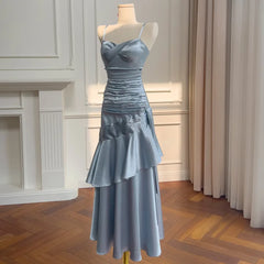 Lunivop Fashion Folds Slim Dress Women's Irregular Ruffled Edge Waist Cinching Suspender Dresses 2025 Summer New Tide