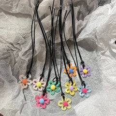 Lunivop Colorful Acrylic Flower Pendant Necklace Fashion Handmade Wax Line Chain Charm Statement Y2K Style Women's Jewelry Gift