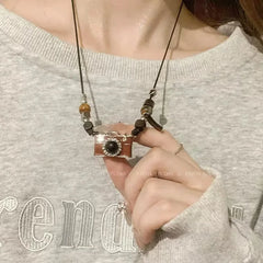 Lunivop Camera Pendant Necklace Spice Girl Hip Hop Retro Long Rope Sweater Chain Necklaces Women Fashion Jewelry Gifts