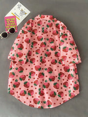 Lunivop Cute Strawberry Loose Shirt Women Casual Preppy Style Kawaii Blouse Summer Short Sleeve Vintage Japan Female New Tops