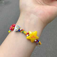 Lunivop Handmade Elastic Rope Beaded Bracelet Wristband Cute Star Stretch Bracelet Jewelry Fashion Accessory for Women Girls