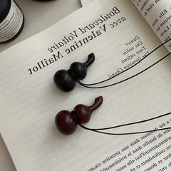 Lunivop Retro New Chinese Wooden Gourd Pendant Long Leather Rope Necklace for Women Girl Versatile Fashion Sweater Chain