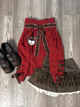 Lunivop Bow Off Shoulder Long Sleeve Red Knitted Pullover+ Y2k High Waist Lace A-line Skirts Spring Autumn New Two Piece Sets