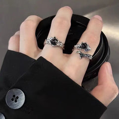 Lunivop Crystal Rings Kpop Heart Adjustable Ring Irregular Geometry Punk Vintage Rings for Women Girls New Fashion Jewelry