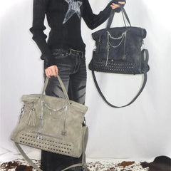 Lunivop Punk Rivet Grey Crossbody Bag Women Subculture Chain Large Capacity Tote Bag Handbag Ladies Retro Y2k Bags Сумка Женская
