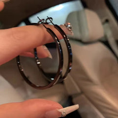 Lunivop Kpop Gothic Y2K EMO Punk Hip Hop Rock Black Metal Hoop Earrings For Men Women Fashion Retro Cool Grunge Jewelry Accessories Gift