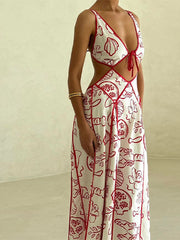 Lunivop Chic Printed Hollow Out Beach Dresses Fashion Women Sleeveless Backless Maxi Dress Summer New Holiday Lady Party Vestidos