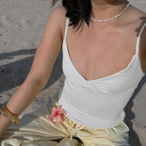 Lunivop Sexy Low Neck Crop Top y2k Aesthetic Sleeveless White Tank Tops Women Basic Casual Solid Tee Vintage Sexy Camisole Summer