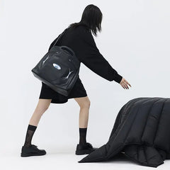 Lunivop High Street Black Crossbody Bags Briefcase Women Vintage Leather Handle Messenger Bag Female Large Capacity Y2k Hand Bag