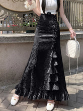 Lunivop Print Vintage Long Skirt Women Casual Ruffles England Sweet Trumpet Skirts Retro Lace Up Elegant Female Design Long Skirt