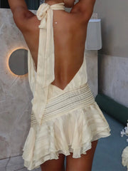 Lunivop Sexy backless ruffles mini summer dress women elegant birthday party dress woman clothing vacation evening short dresses vestido