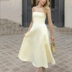 Lunivop Sexy Solid color Slash Collar Corset Style Sling Dress Women Slim Waist A-Lined Swing Midi Long Dresses Summer Robe