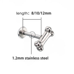 Lunivop 1pc Bone Shape Stainless Steel Lip Stud Fashion Simple Silver Color Labret Piercing Cartilage Earring Daith Tragus Body Jewelry