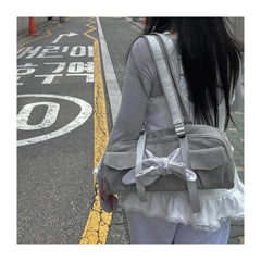 Lunivop Retro Grey Shoulder Bags Purse Women New Hot Girls Pocket Chic Casual Y2k Handbag Female Harajuku Underarm Bag Aesthetic