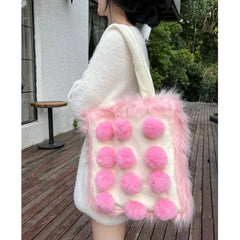 Lunivop Plush Large Capacity White Shoulder Bags Women New Sweet Cool Casual Tote Bag Female Fairycore Y2k Handbag Aesthetic