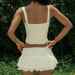 Lunivop 2 Piece Sets Ruffled Mini Skirts and Crop Top Y2k Coquette Summer Outfit Women Clothing 2 piece skirt set women
